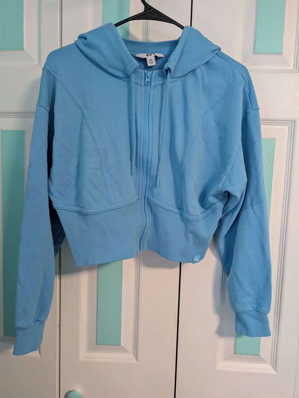 JoyLab Sky Blue Cropped Full‑Zip Hoodie
